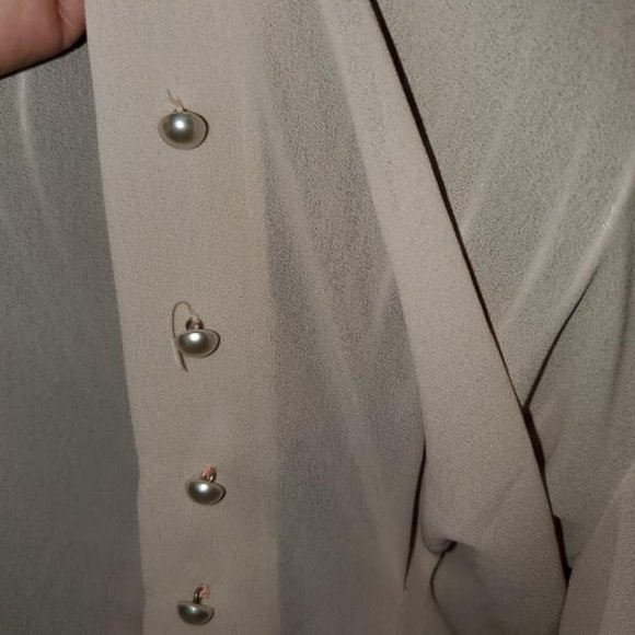 Vintage Blush Embroidered Lace Chic Chiffon Top - Picture 7 of 8